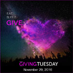 A purple heart in the sky for Giving Tuesday on November 29
