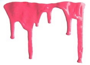 Pink paint drips down a white background